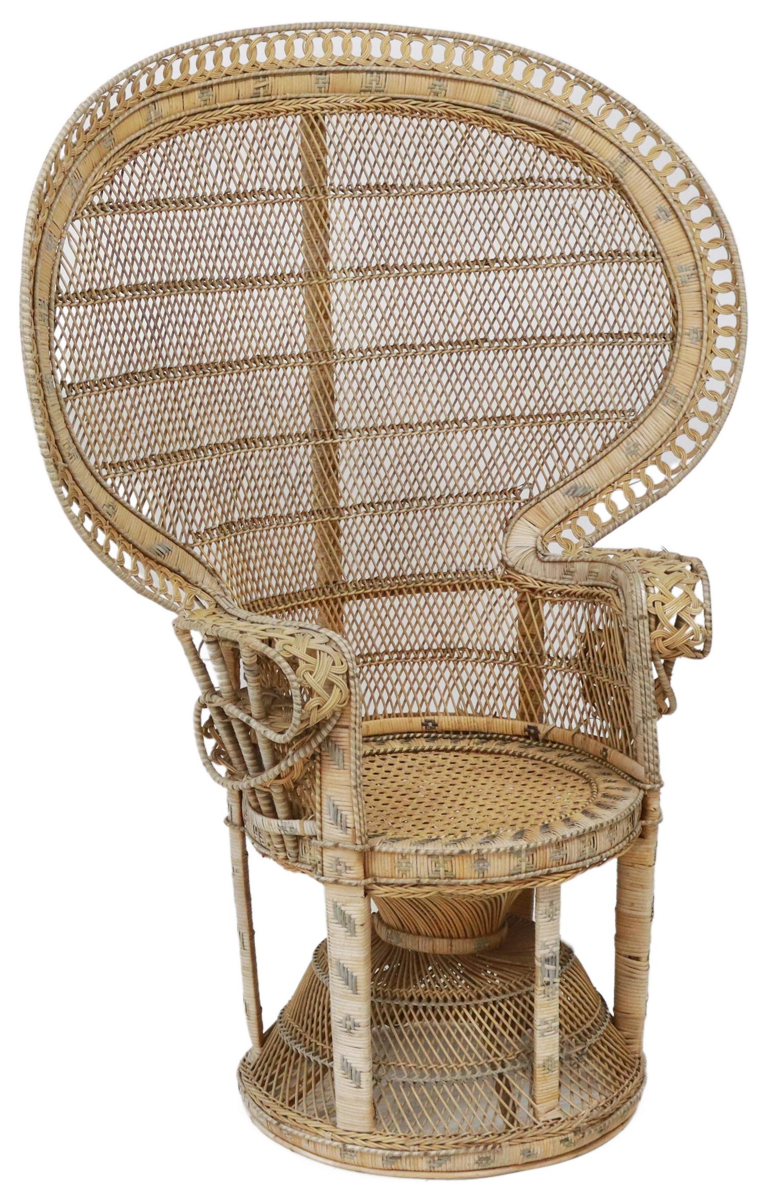 LARGE VINTAGE RATTAN PEACOCK CHAIR (1 of 3)