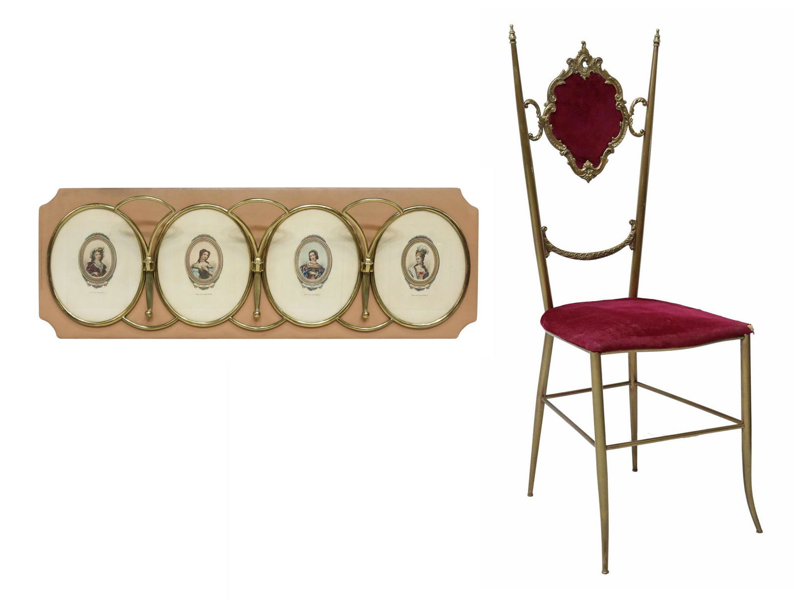 (2) ITALIAN BRASS HAT RACK & CHIAVARI STYLE CHAIR (1 of 6)