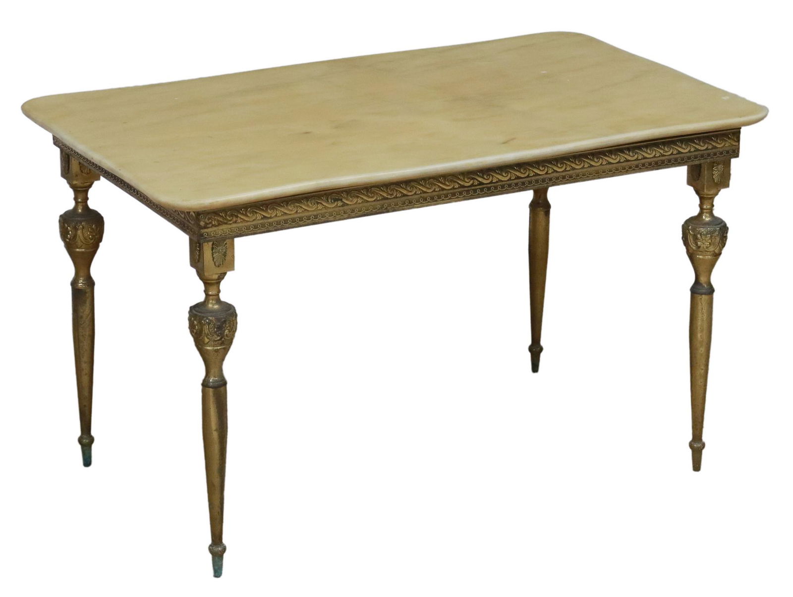 ITALIAN STONE-TOP BRASS COFFEE TABLE (1 of 4)