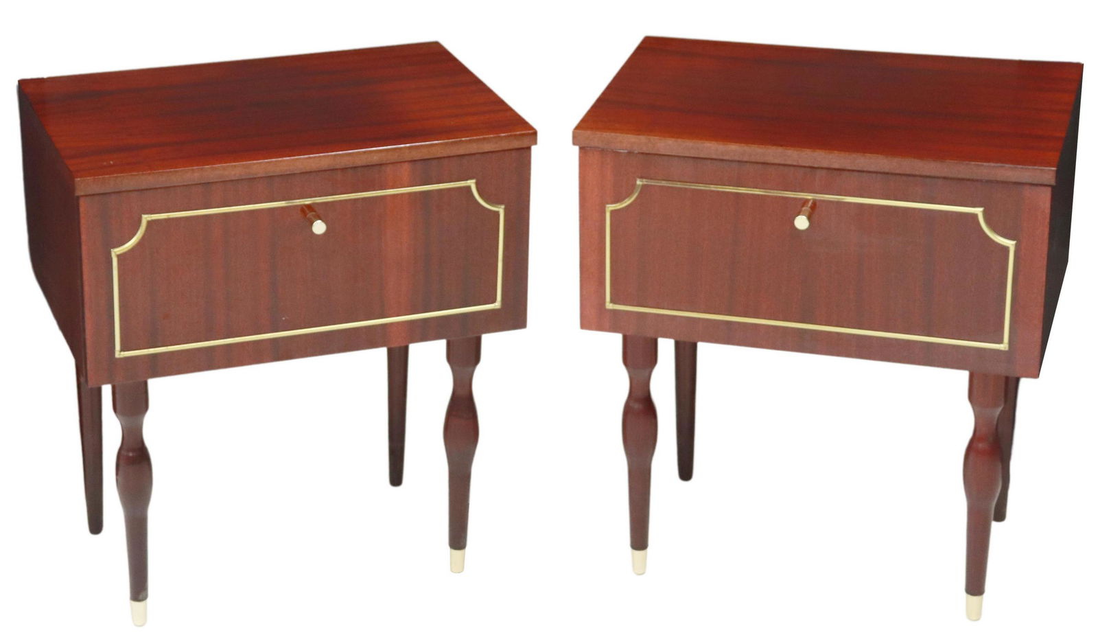 (2) MID-CENTURY MODERN MAHOGANY NIGHTSTANDS (1 of 5)