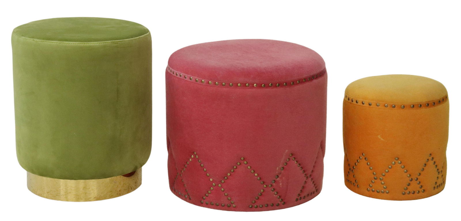 (3) CONTEMPORARY POLYCHROME UPHOLSTERED OTTOMANS (1 of 5)