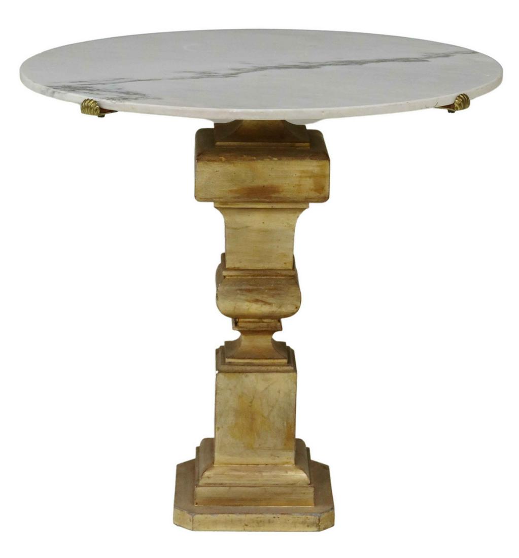 ITALIAN PALLADIO MARBLE-TOP PARCEL GILT SIDE TABLE (1 of 4)