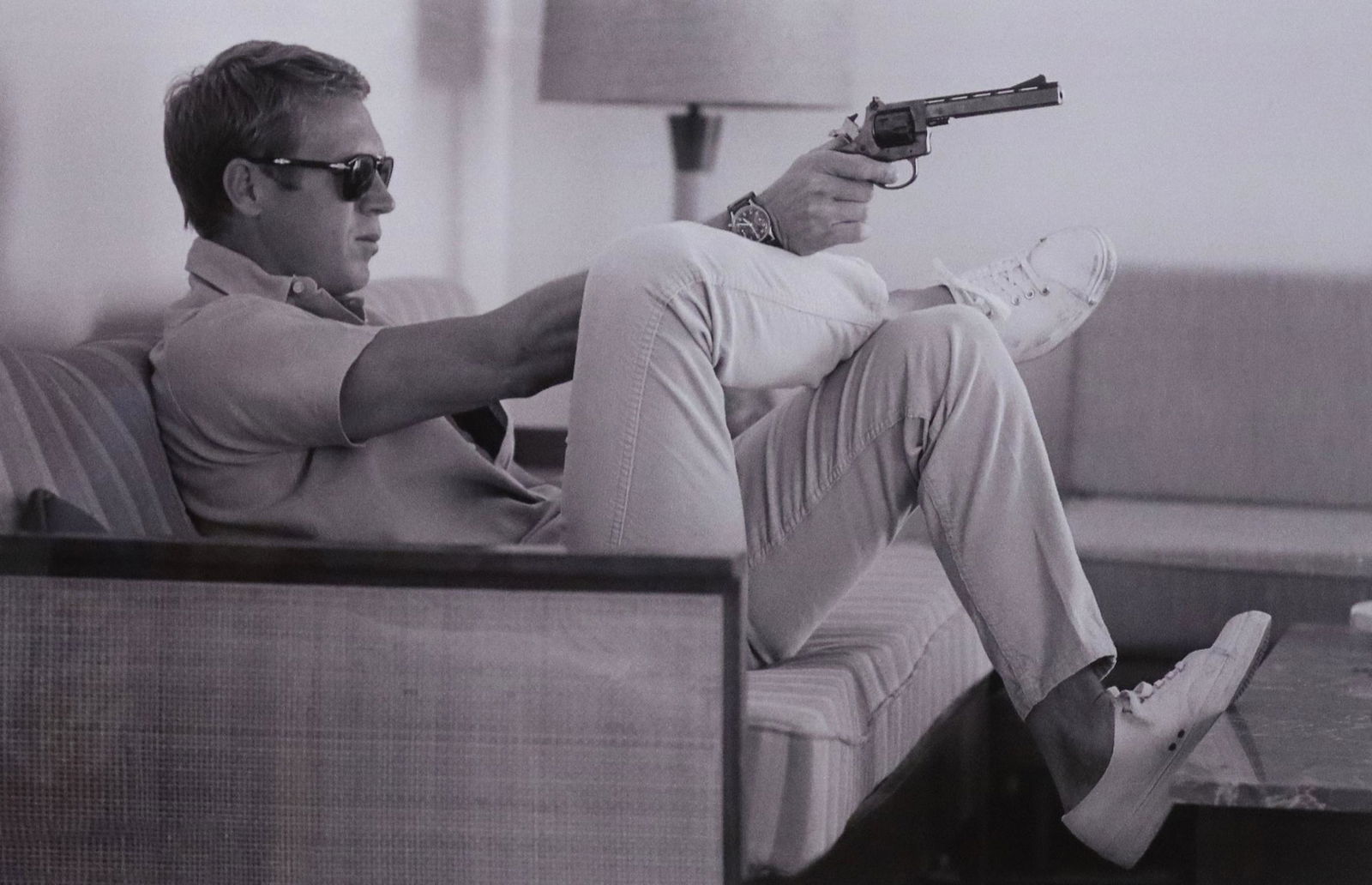 FRAMED BLACK & WHITE PRINT ACTOR STEVE McQUEEN (1 of 3)