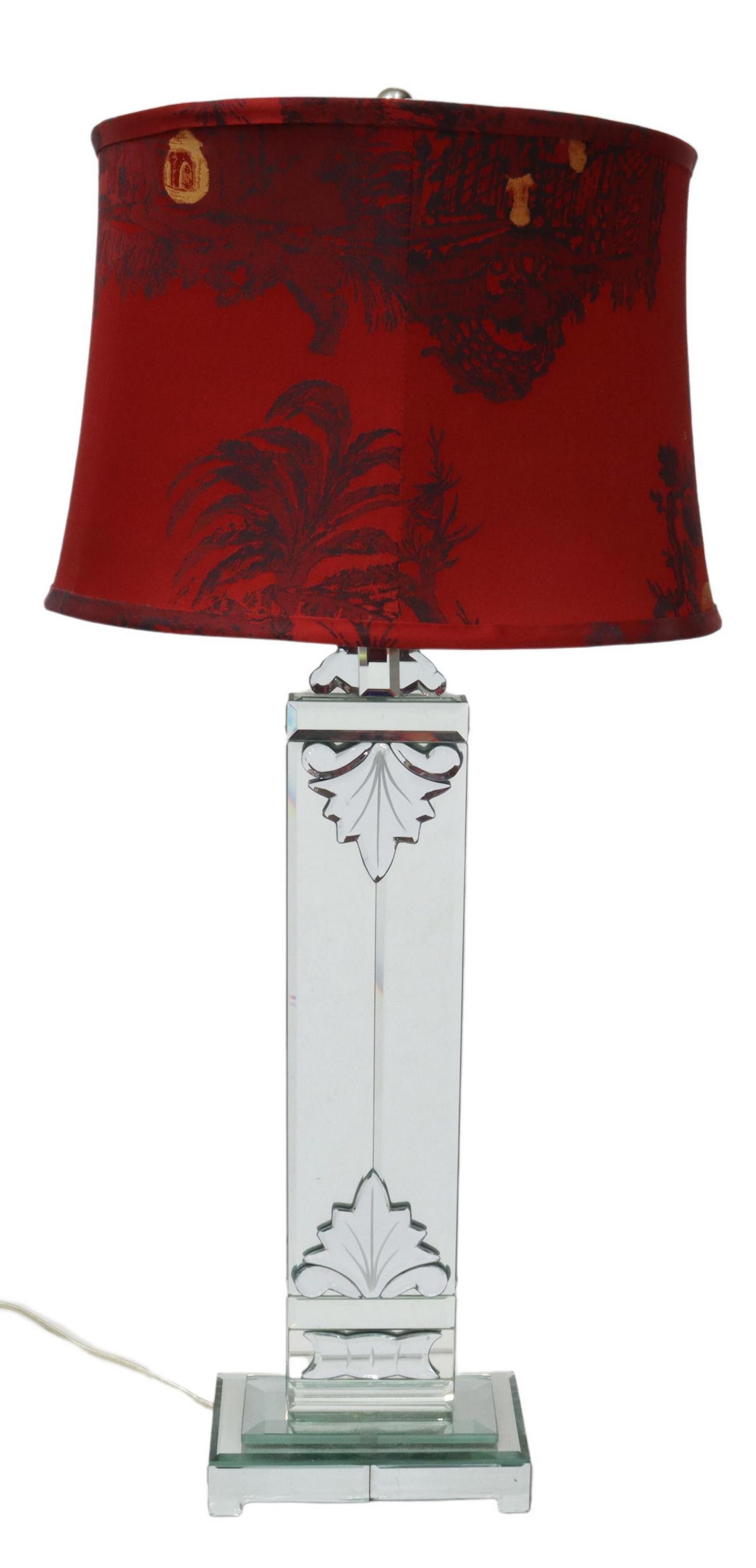 MODERN MIRRORED GLASS RECTANGULAR TABLE LAMP (1 of 5)