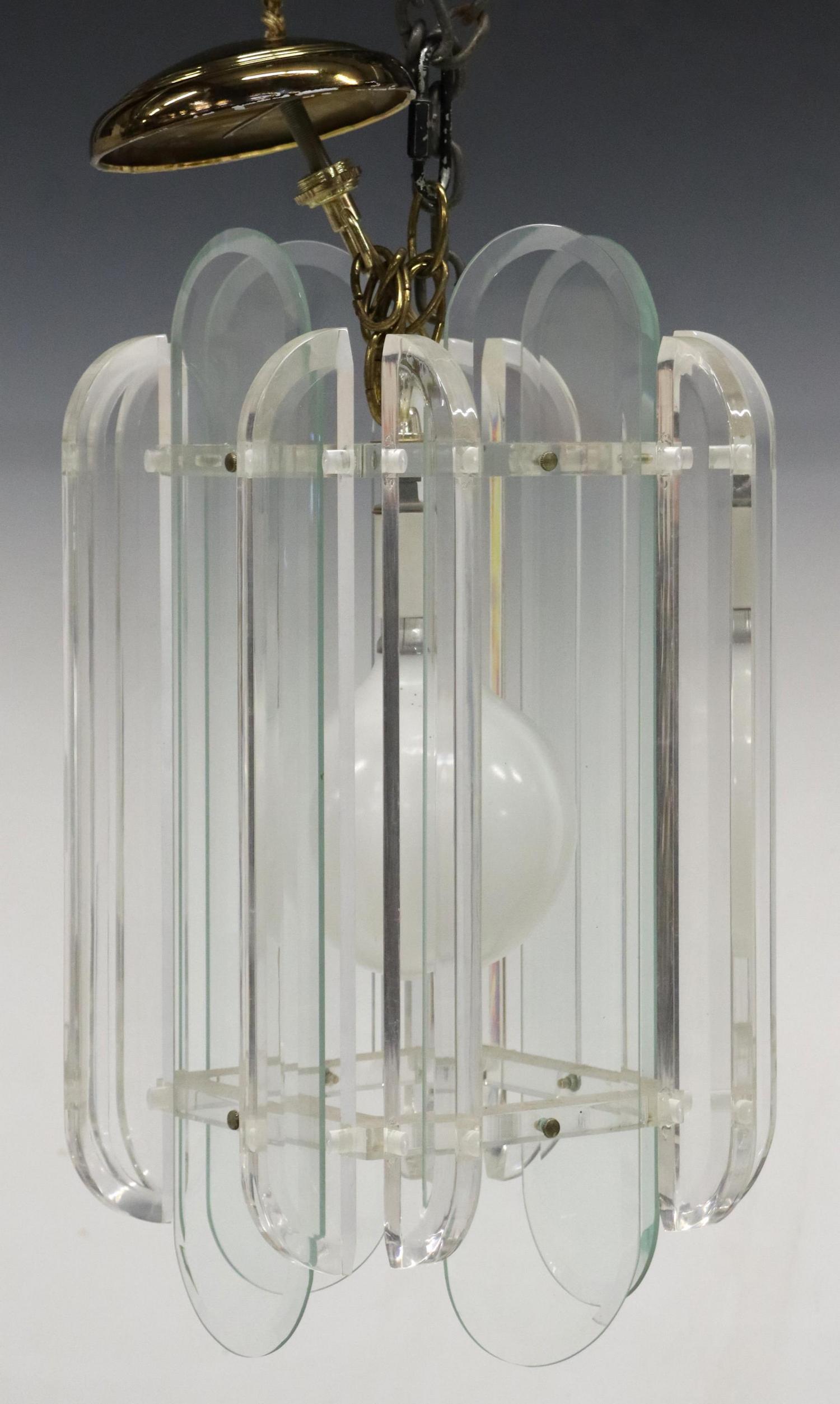 MID-CENTURY MODERN ACRYLIC & GLASS HANGING LIGHT (1 of 2)