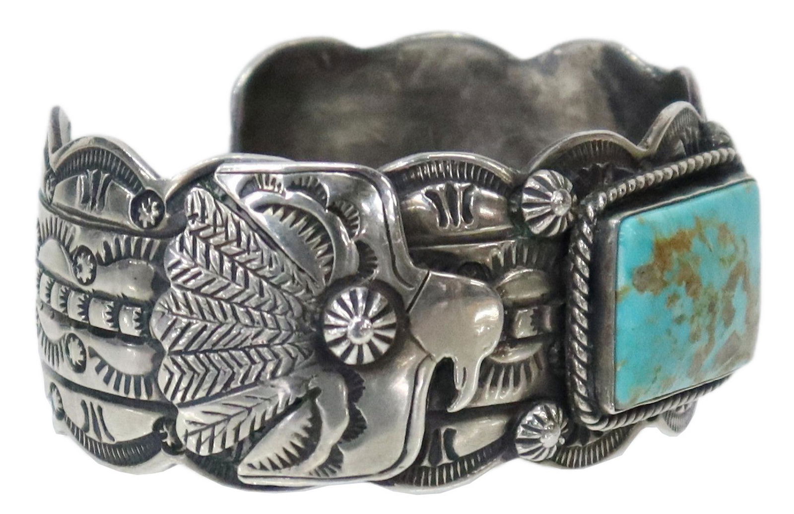 MARCELLA JAMES NAVAJO STERLING & TURQUOISE CUFF (1 of 5)