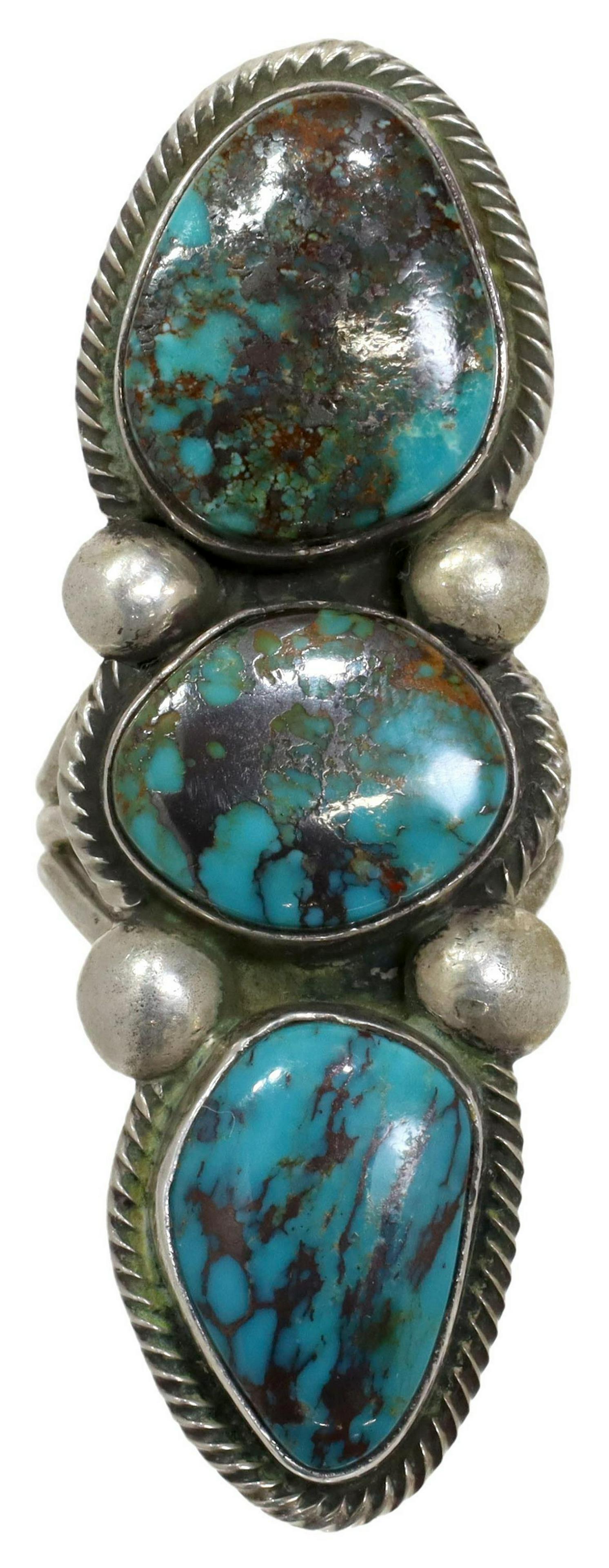RICK MARTINEZ STERLING & TURQUOISE STATEMENT RING (1 of 5)