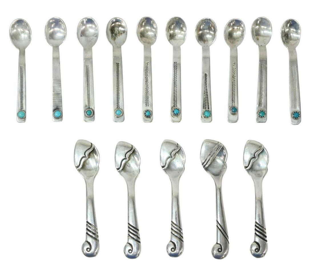 (15) NATIVE AMERICAN STERLING SILVER SALT SPOONS (1 of 5)