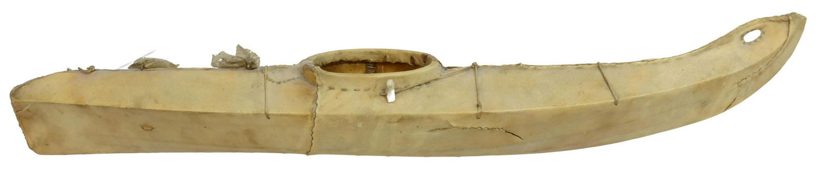 INUIT HIDE & WOOD MODEL OF A KYAK CANOE, 27"l (1 of 5)