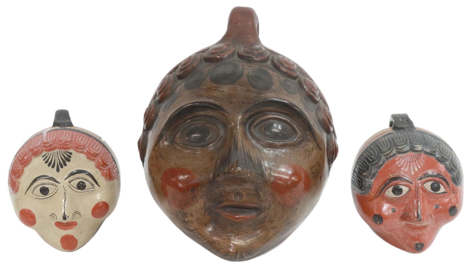 (3) TONALA POTTERY HEAD COIN BANKS, MEXICO (1 of 3)