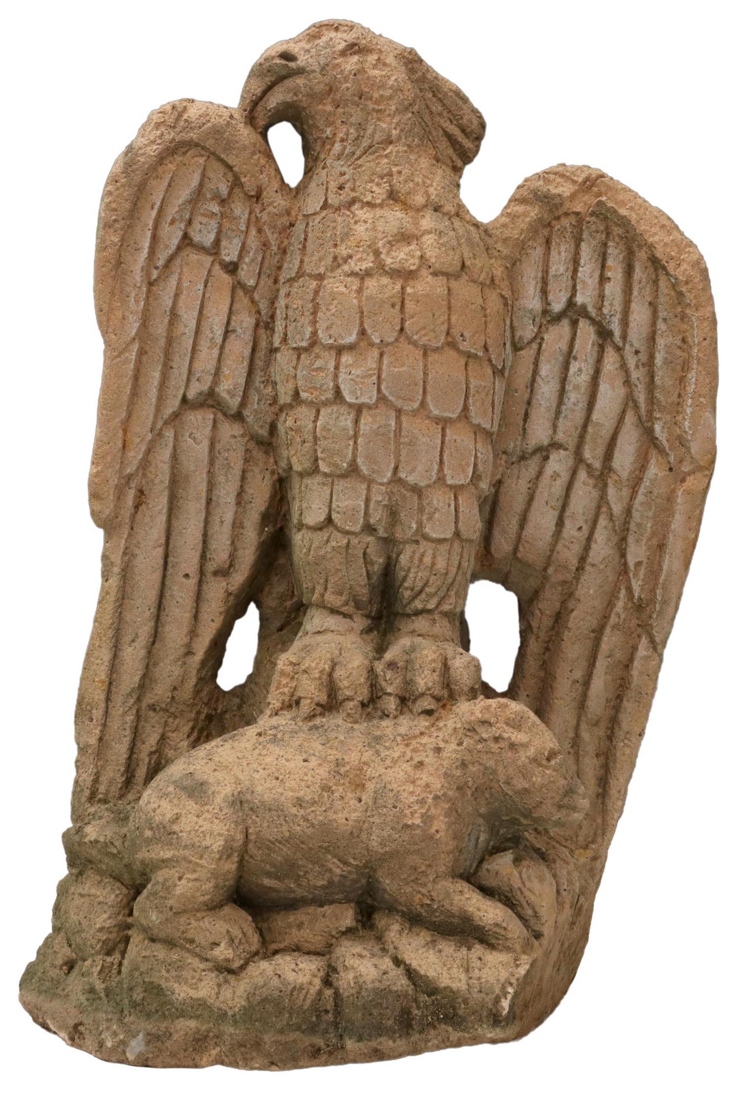 CARVED STONE SCULPTURE EAGLE WITH LAMB, MEXICO (1 of 4)