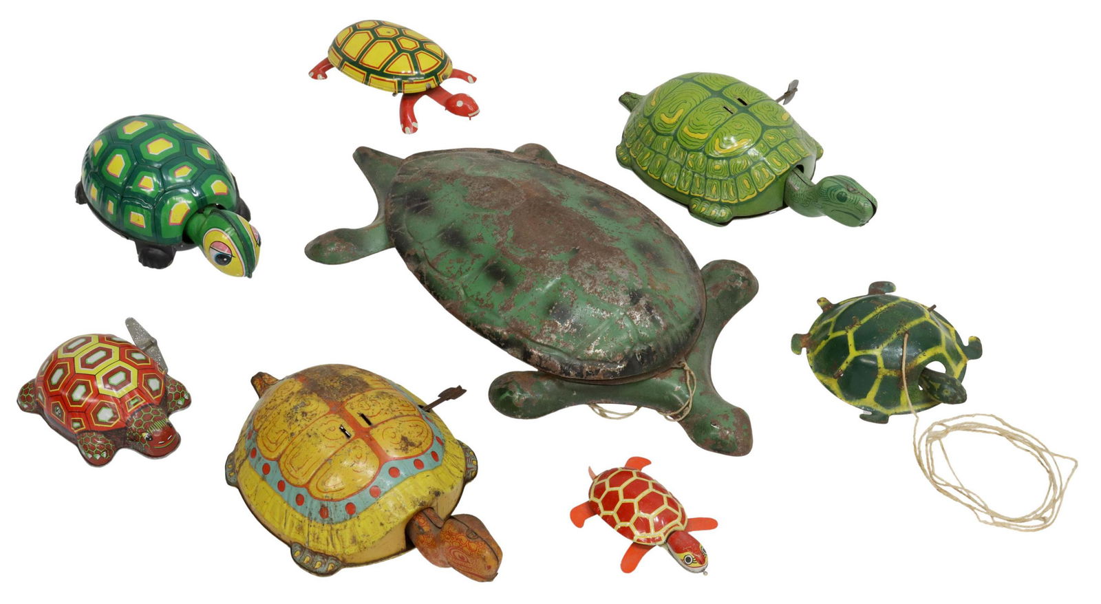 (8) VINTAGE PRESSED STEEL TOY TURTLES (1 of 4)