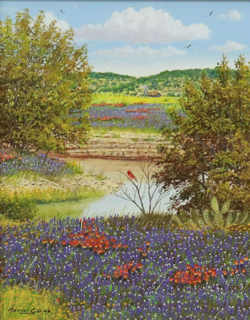 MANUEL GARZA (TX, B.1940) BLUEBONNETS, 9" X 7" (1 of 4)