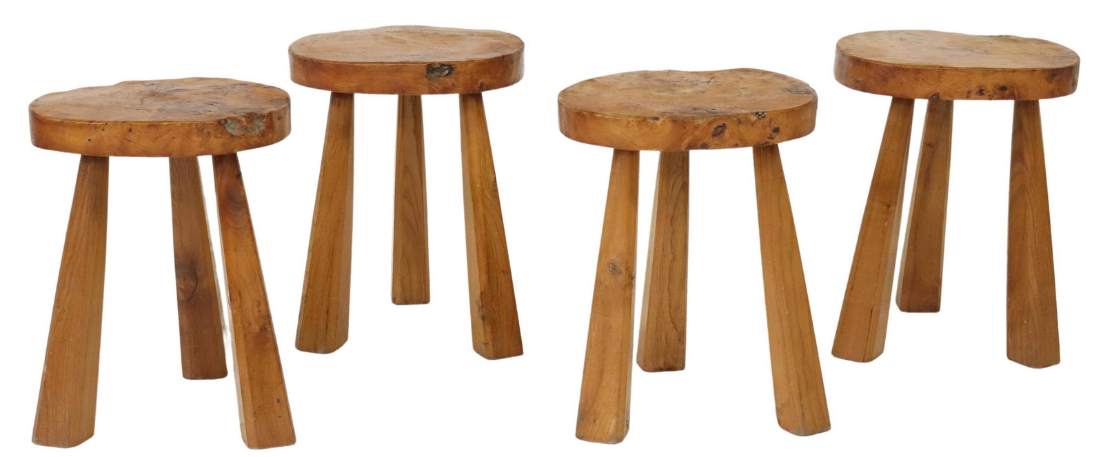(4) RUSTIC FRENCH BURLWOOD TABOURET STOOLS (1 of 3)