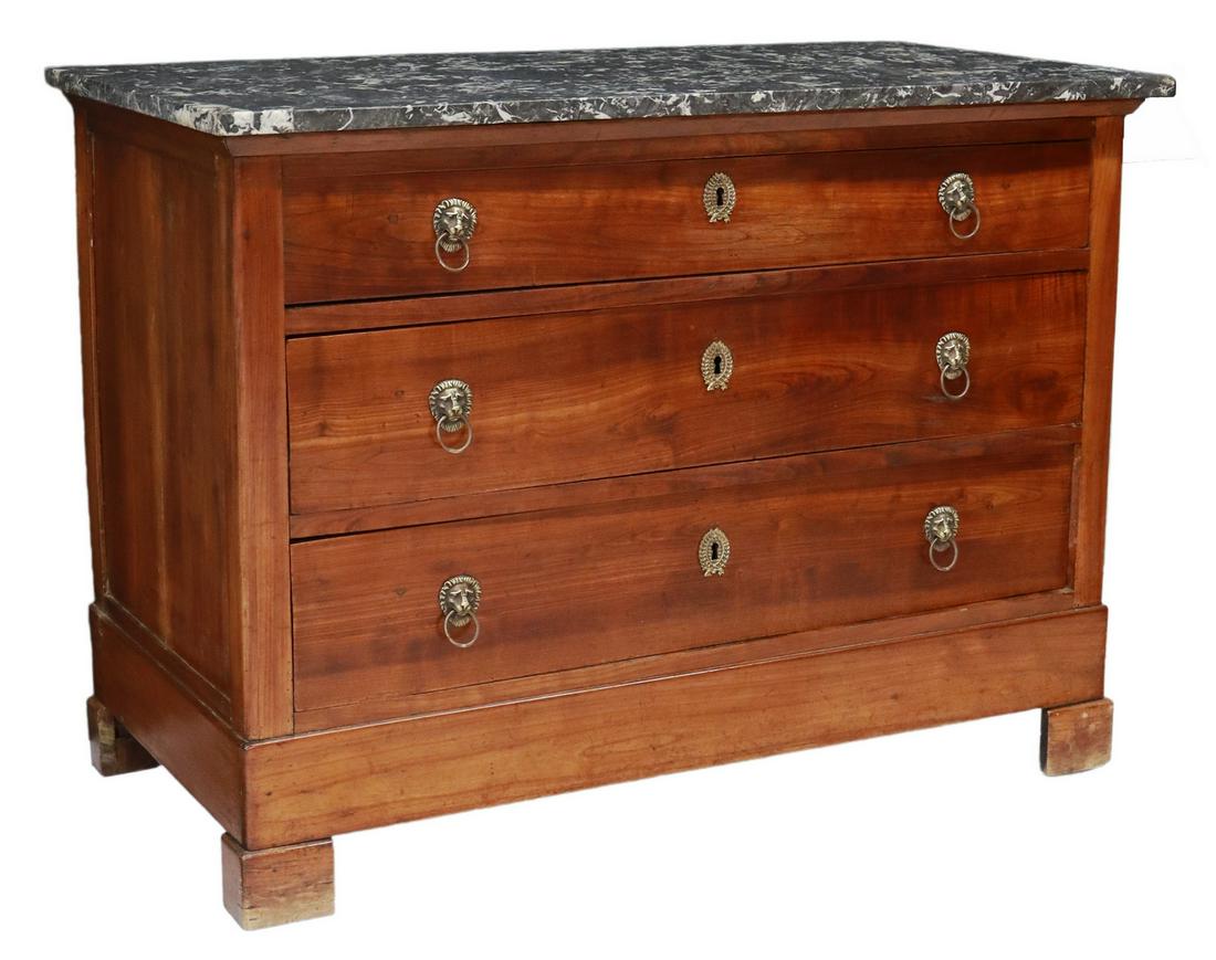 FRENCH MARBLE-TOP THREE-DRAWER COMMODE (1 of 5)