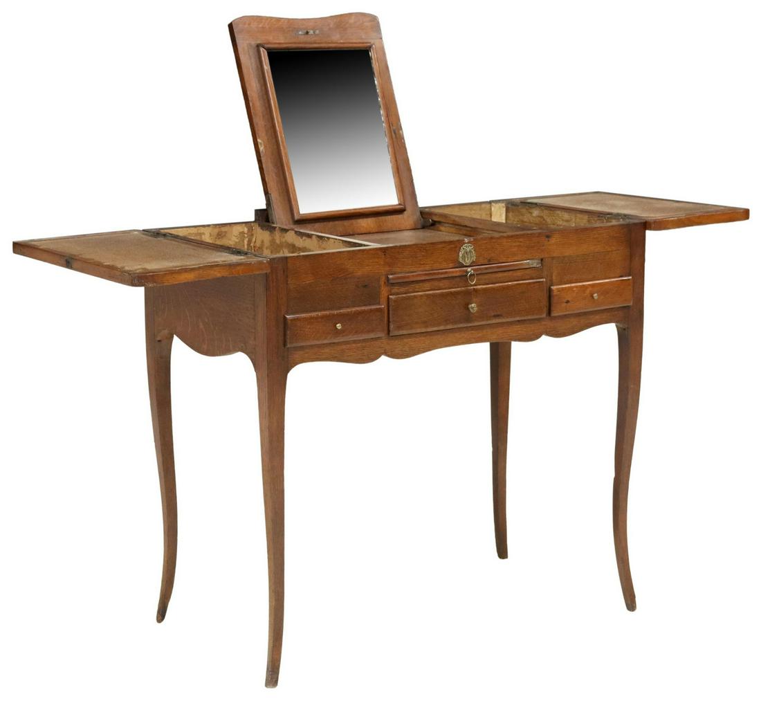 FRENCH LOUIS XV STYLE OAK POUDREUSE TABLE (1 of 8)