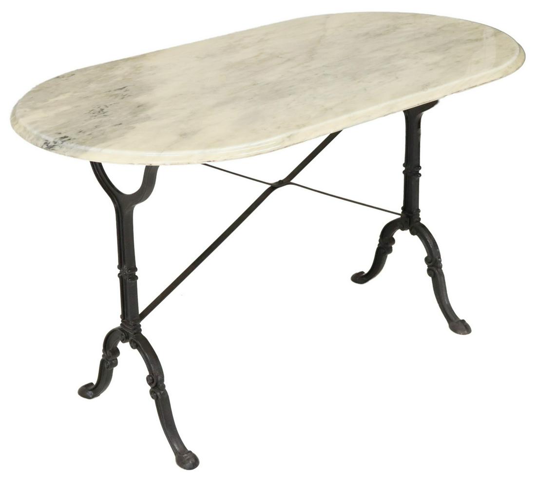 FRENCH MARBLE-TOP CAST IRON BISTRO TABLE (1 of 4)
