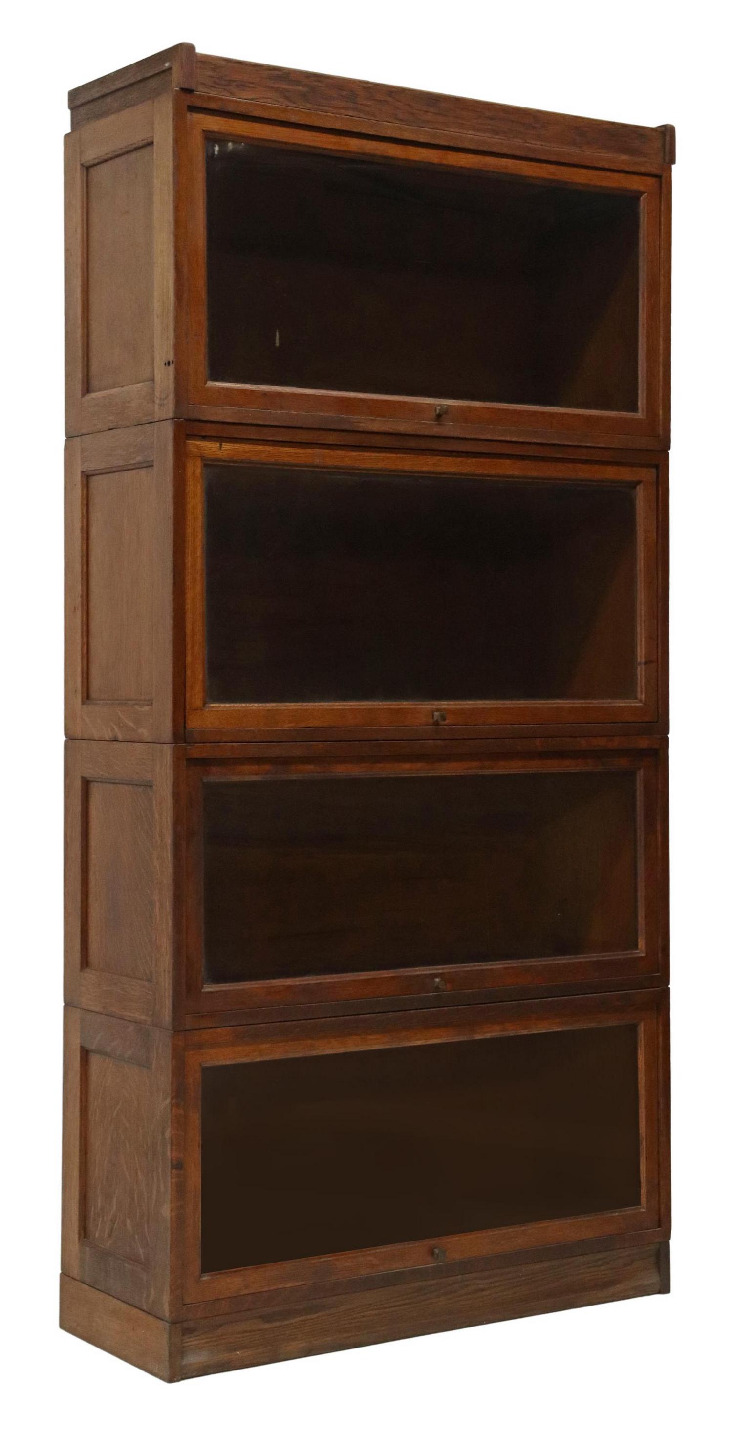 GLOBE-WERNICKE CO. OAK 4-STACK LAWYER'S BOOKCASE (1 of 4)