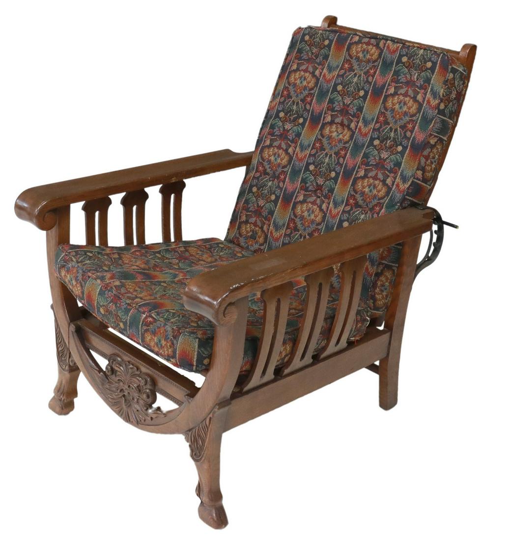 AMERICAN OAK MORRIS STYLE RECLINING CHAIR (1 of 7)