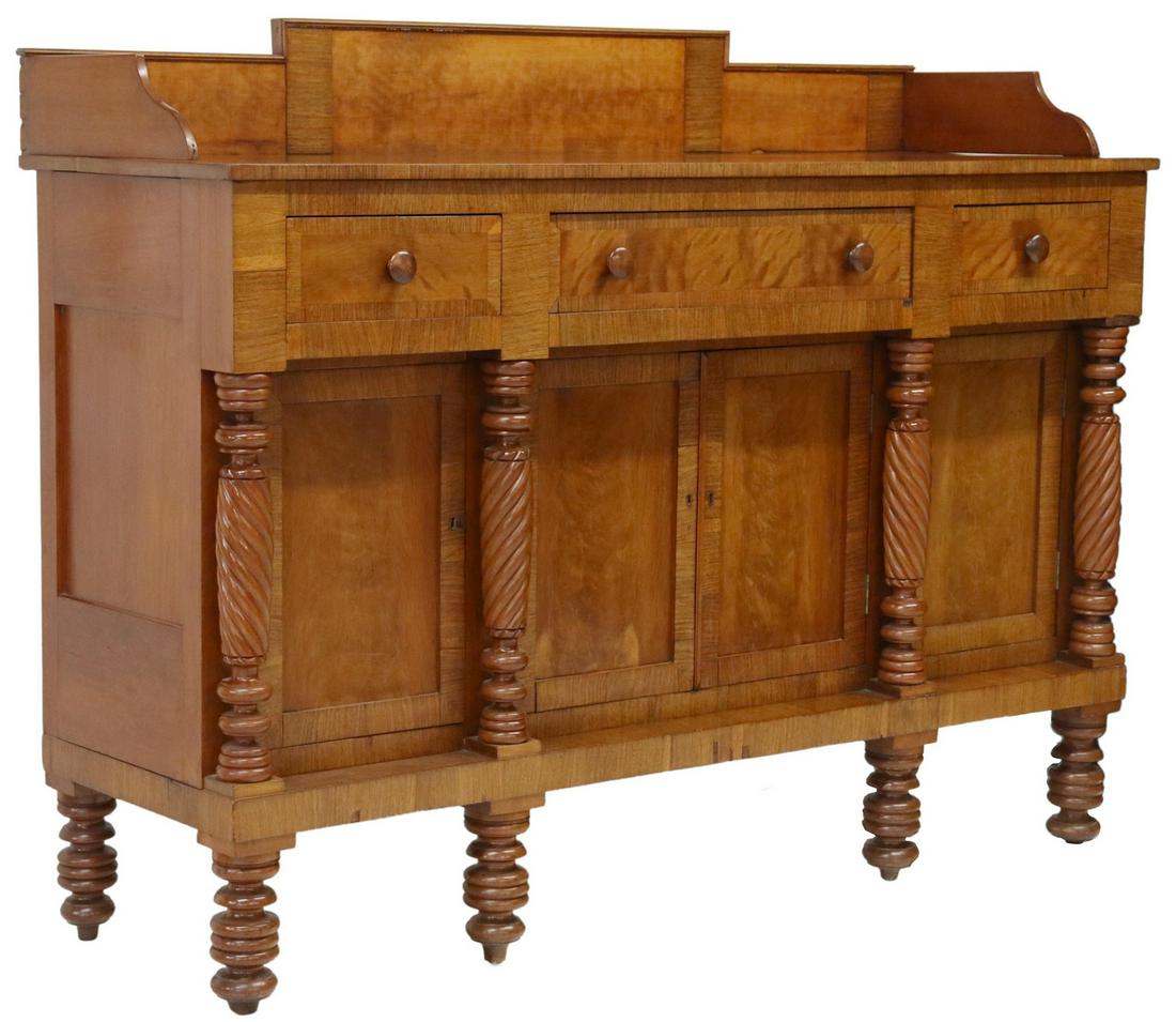 AMERICAN EMPIRE MAHOGANY SIDEBOARD, 19TH C. (1 of 6)