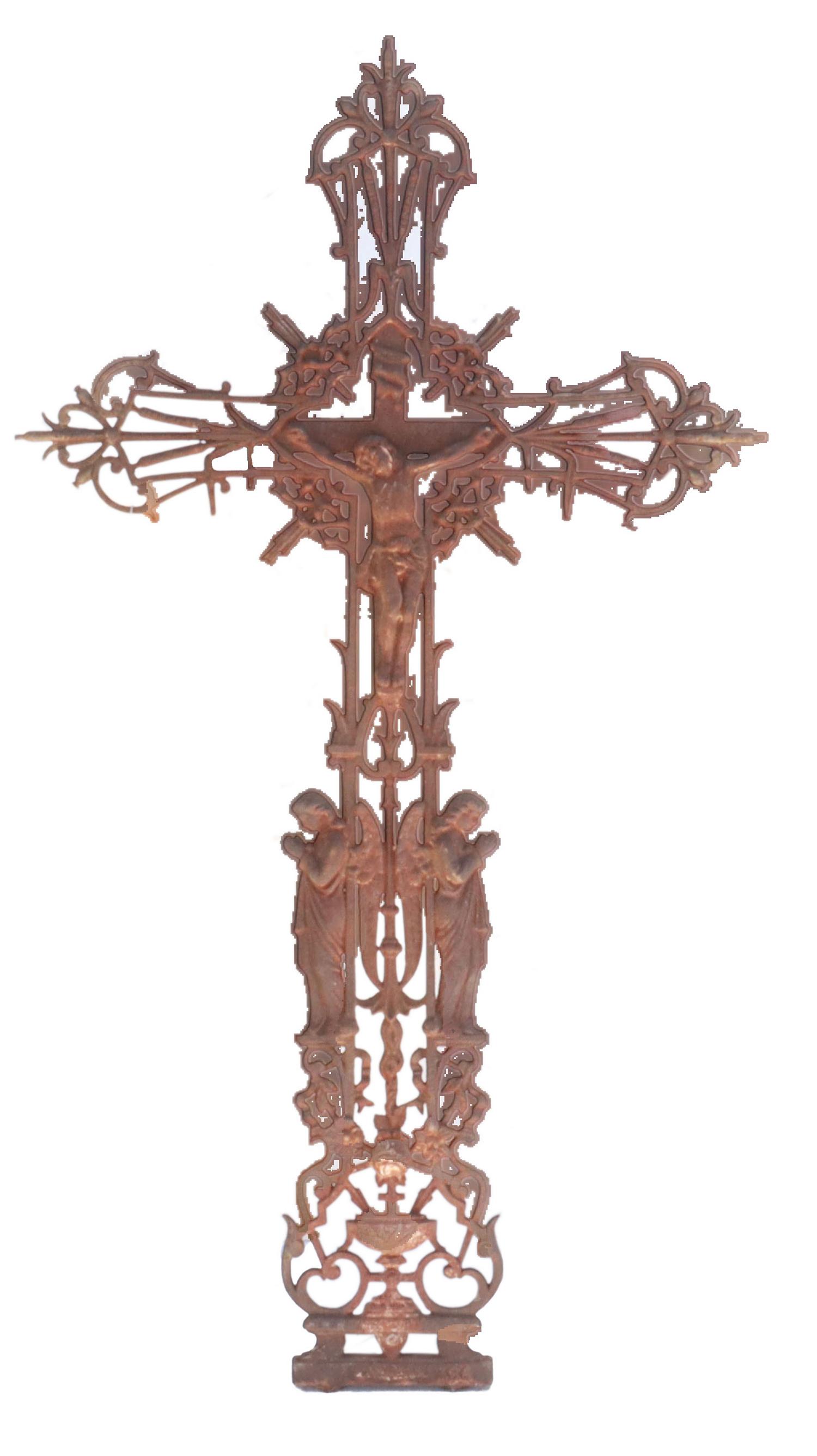FRENCH CAST IRON CORPUS CHRISTI CRUCIFIX CROSS (1 of 2)