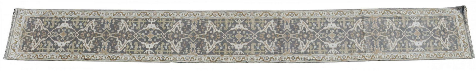HAND-TIED INDO OUSHAK RUNNER 19'9.75" X 2'7" (1 of 3)