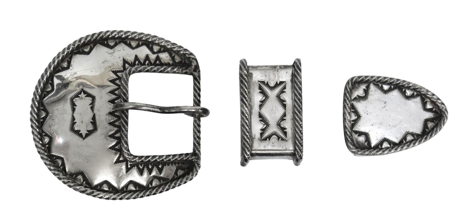 (3 PC) SOUTHWEST SACAJAWEA STERLING BUCKLE SET (1 of 4)