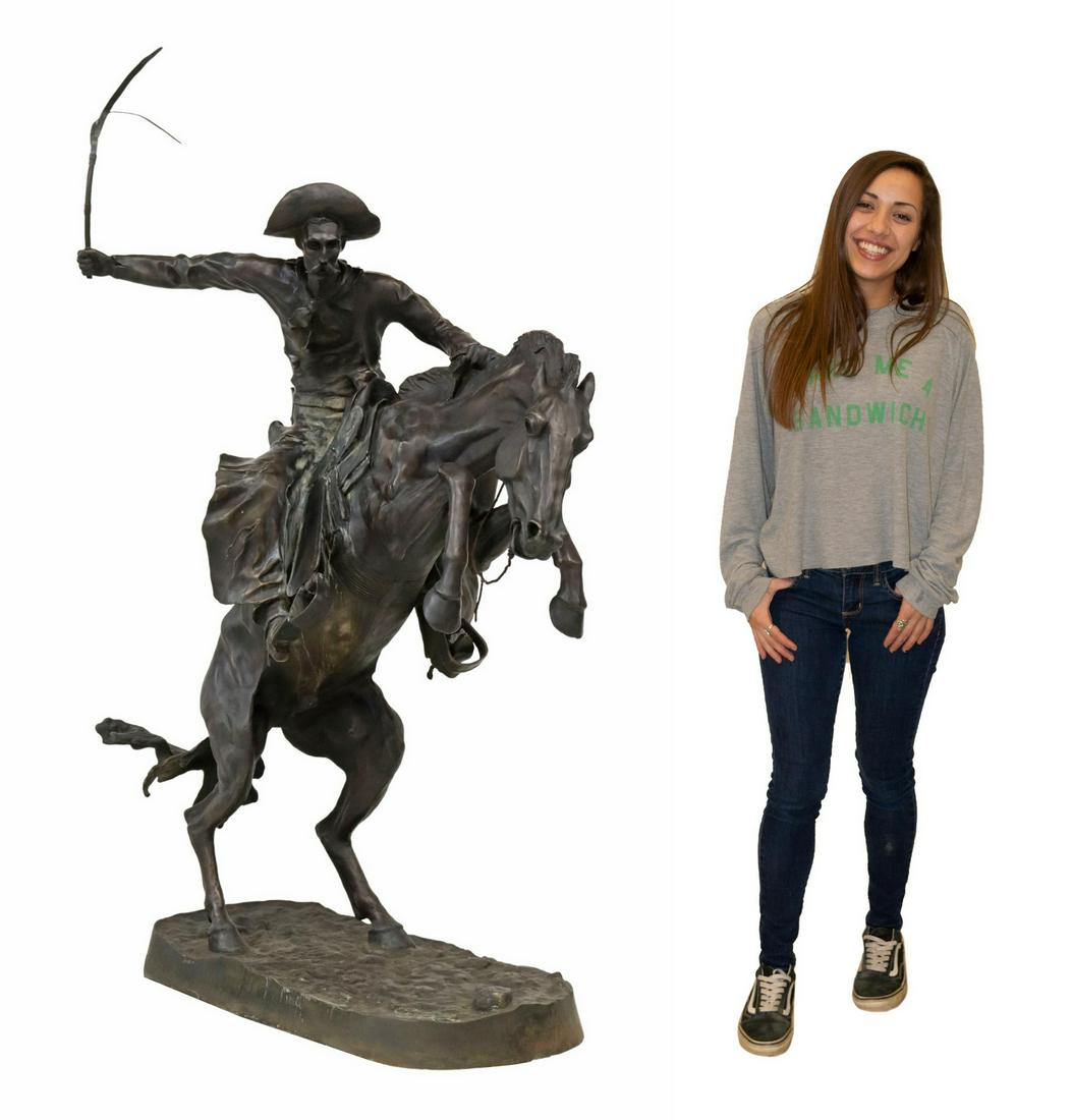 AFTER REMINGTON LARGE BRONZE BRONCO BUSTER, 66"H (1 of 6)