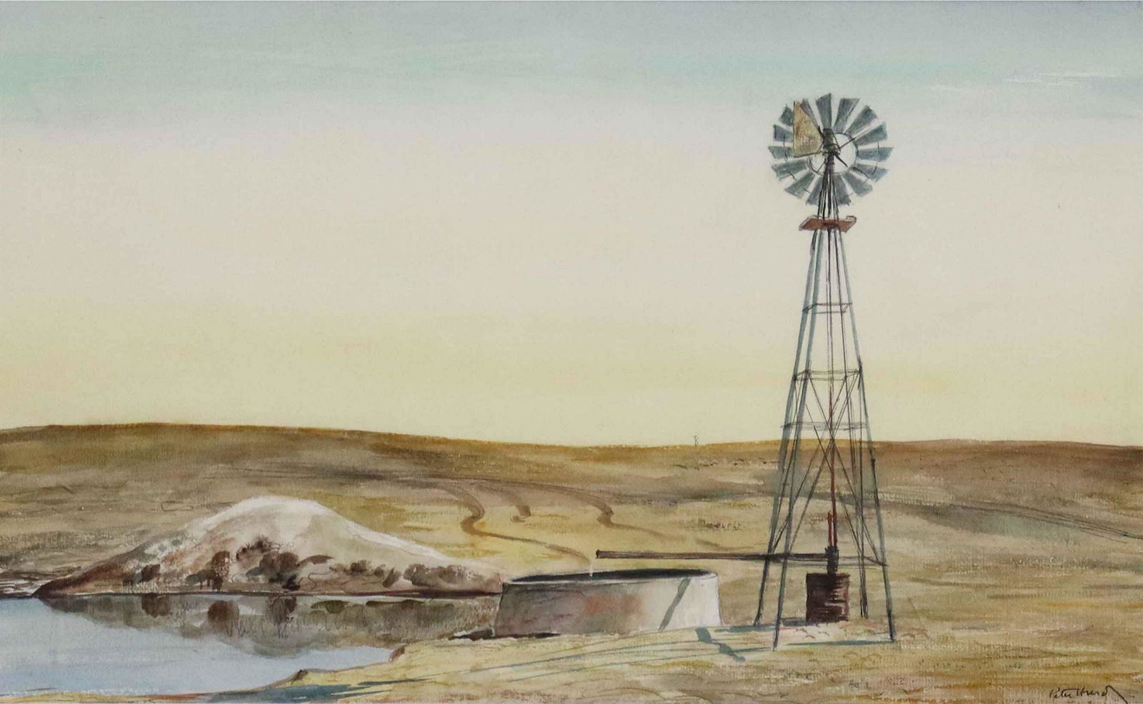 PETER HURD (1904-1984) 'A WELL ON THE PLAINS' W/C (1 of 5)