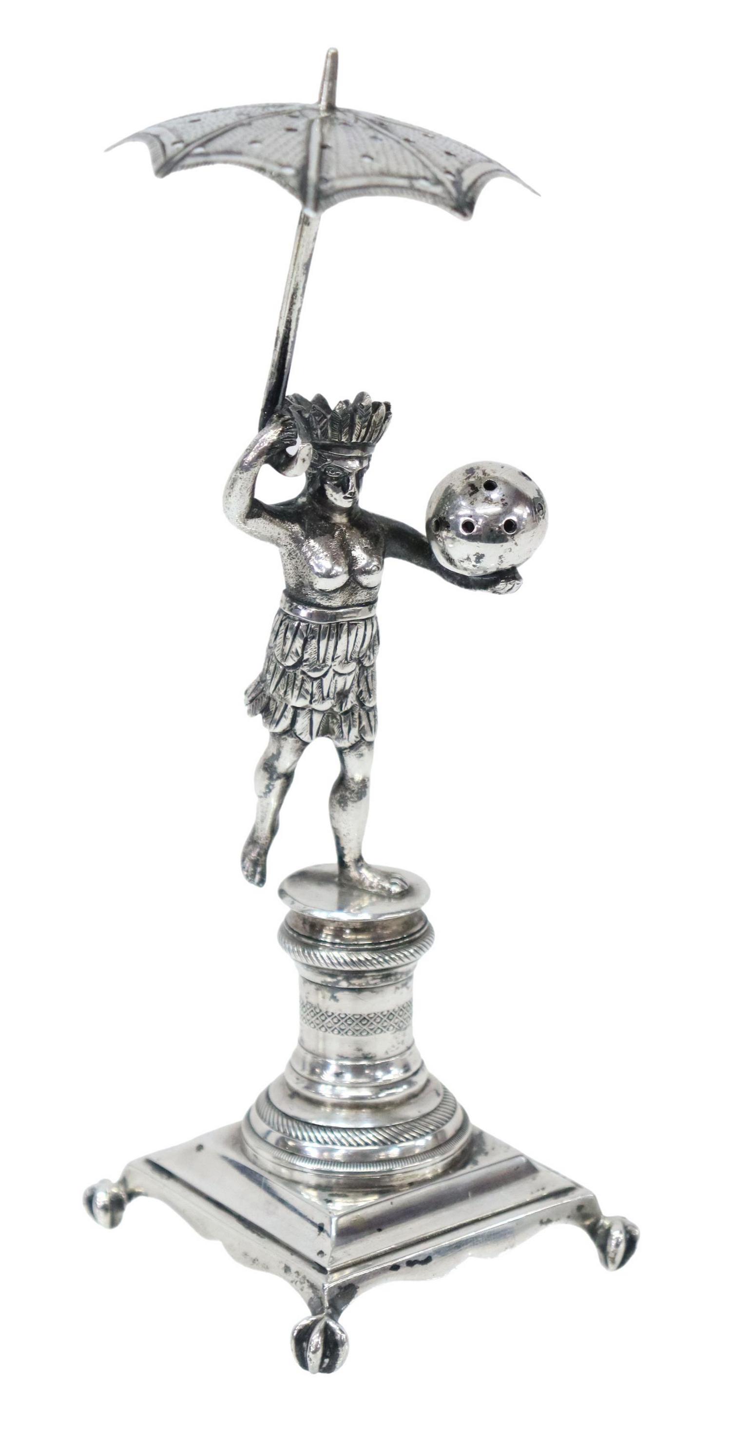 PORTUGUESE SILVER AMERICAN INDIAN TOOTHPICK HOLDER (1 of 6)