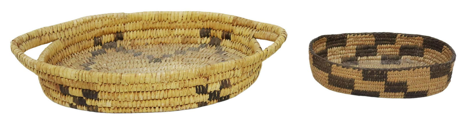 (2) AKIMEL O'ODHAM & TOHONO O'ODHAM BASKETRY TRAYS (1 of 4)