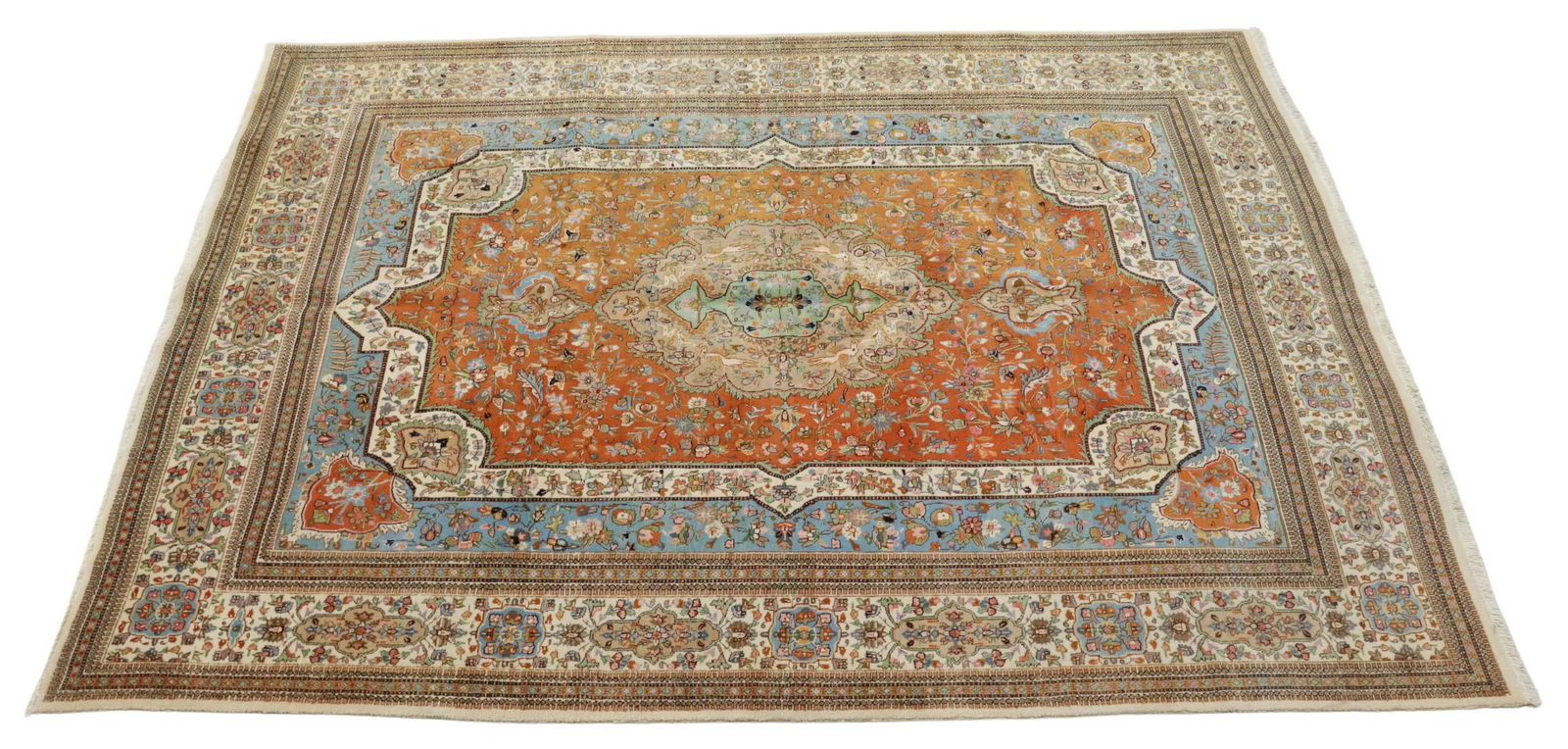 HAND-TIED PERSIAN TABATABRIZ RUG, 13'3" X 9'2" (1 of 3)