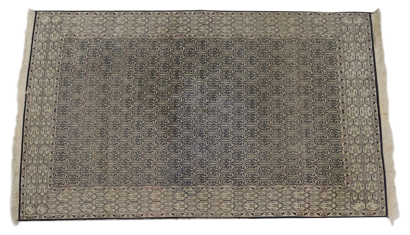 HAND-TIED SILK PERSIAN KASHMIR RUG, 9'3" X 5'10.5" (1 of 3)