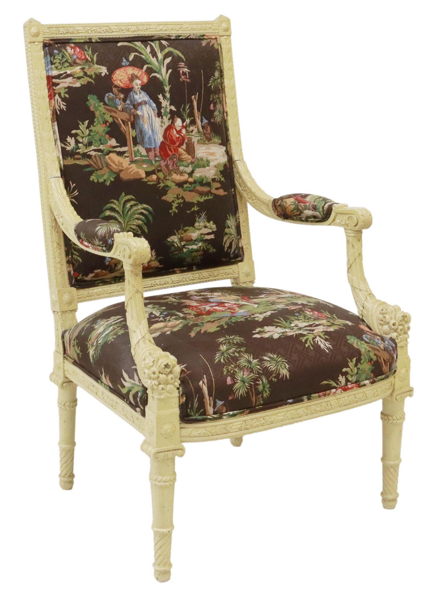 LOUIS XVI STYLE CHINOISERIE UPHOLSTERED FAUTEUIL (1 of 5)