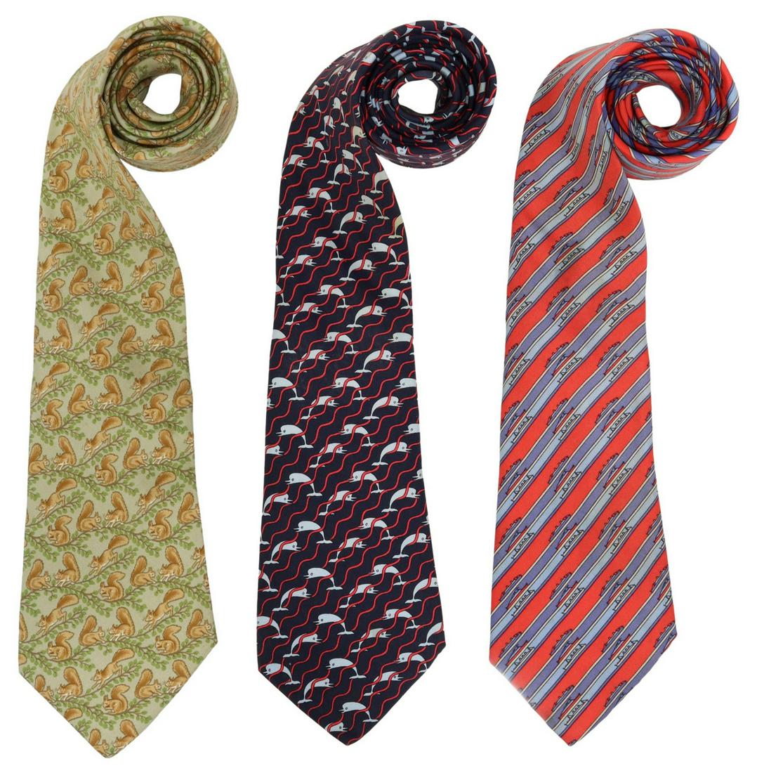 (3) GENT'S DESIGNER HERMES 100% SILK TIES (1 of 4)