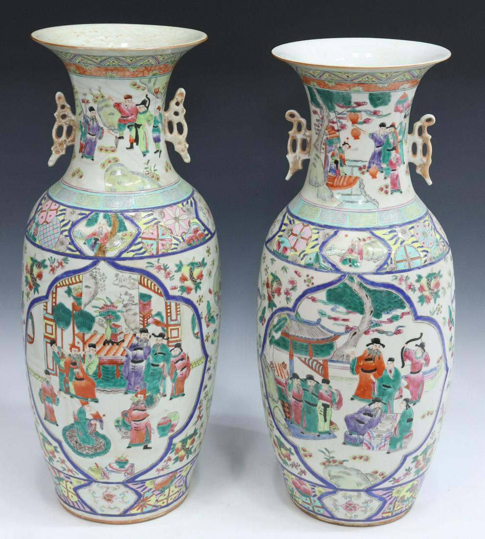 (2) LARGE CHINESE FAMILLE ROSE PORCELAIN VASES (1 of 5)
