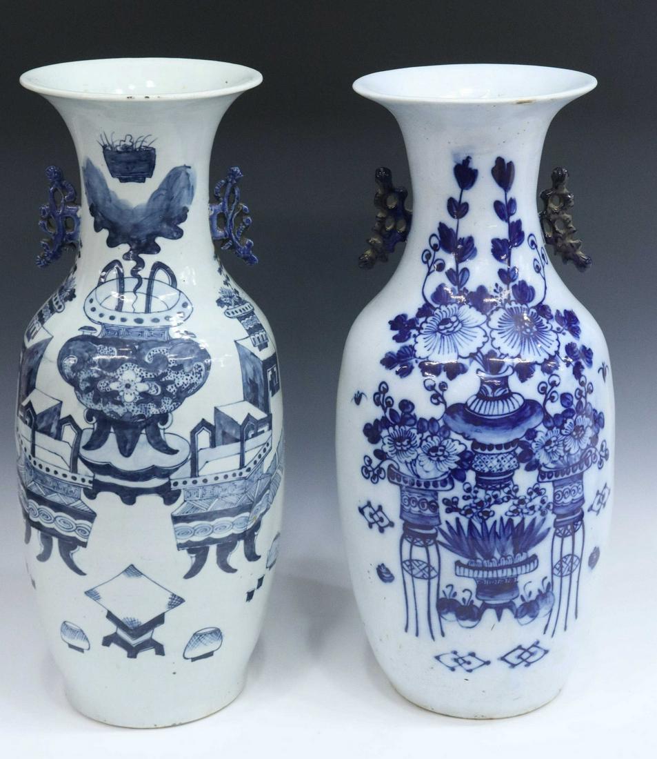 (2) LARGE CHINESE BLUE & WHITE PORCELAIN VASES (1 of 5)