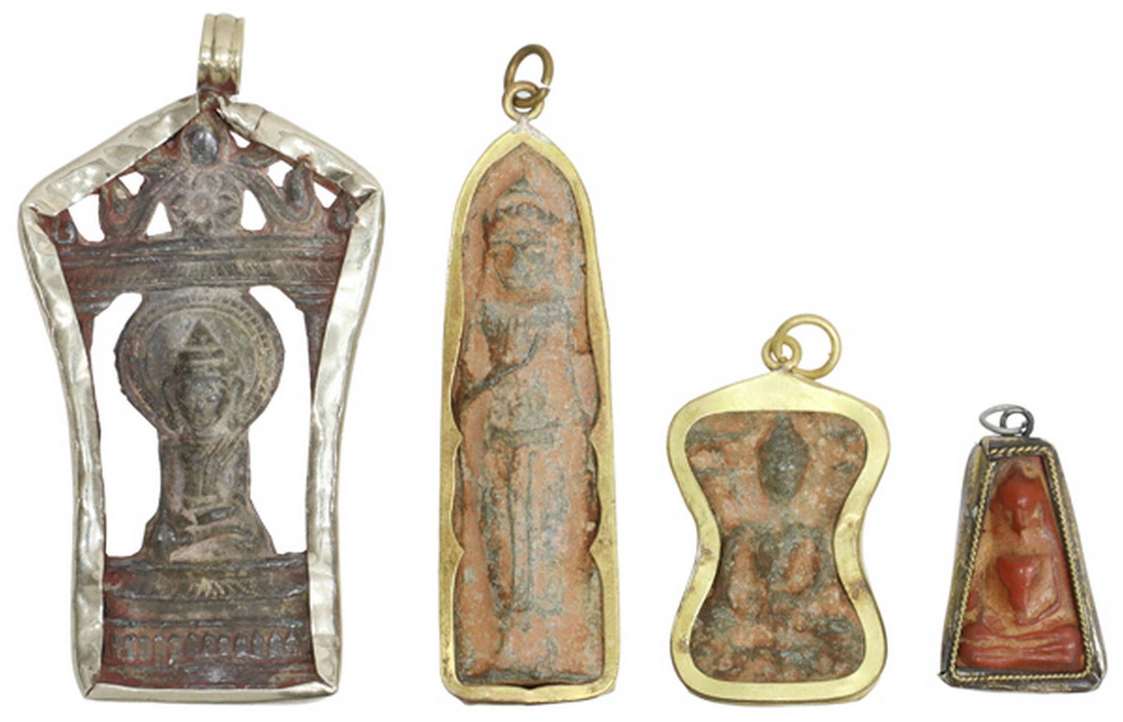 (4) BUDDHIST AMULETS/ PENDANTS, THAILAND (1 of 3)