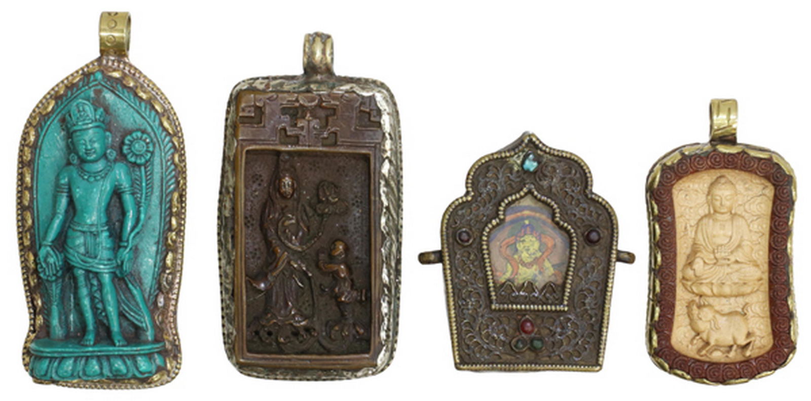 (4) ASIAN BUDDHIST AMULETS/ PENDANTS (1 of 2)