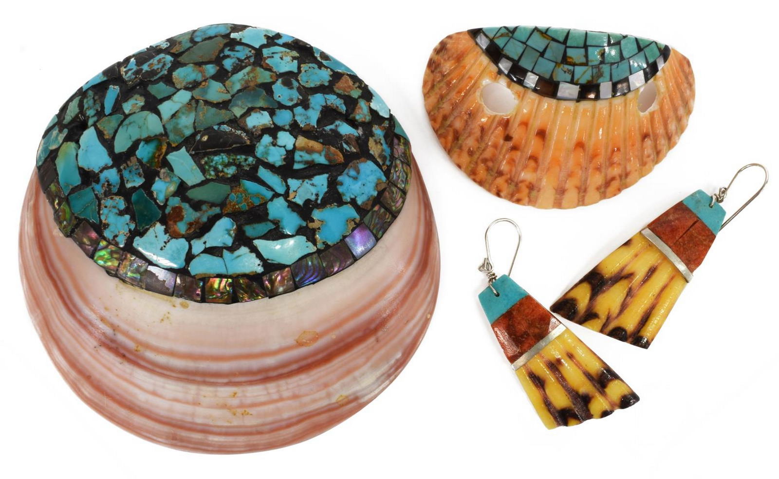 (LOT) SANTO DOMINGO PUEBLO INLAID SHELL JEWELRY (1 of 4)