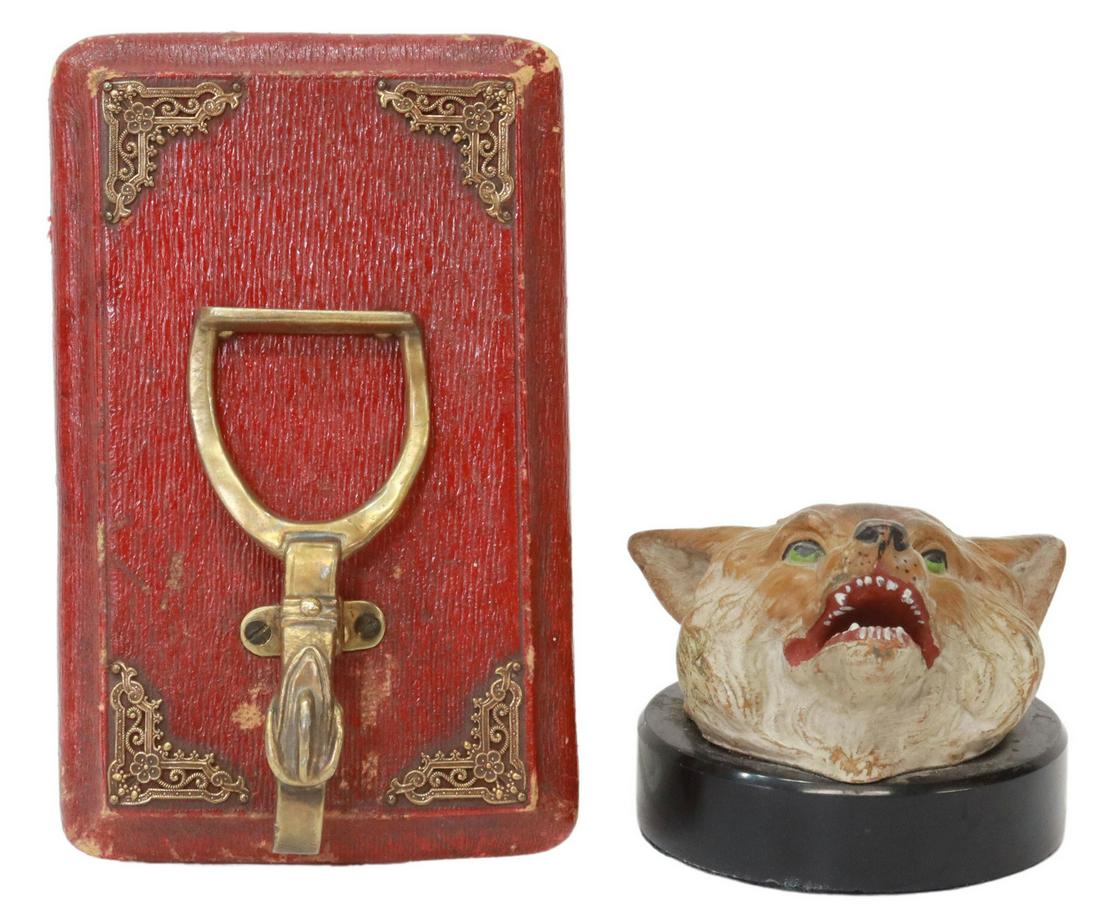 2) COLD PAINTED FOX'S HEAD & STIRRUP LETTER HOLDER (1 of 3)