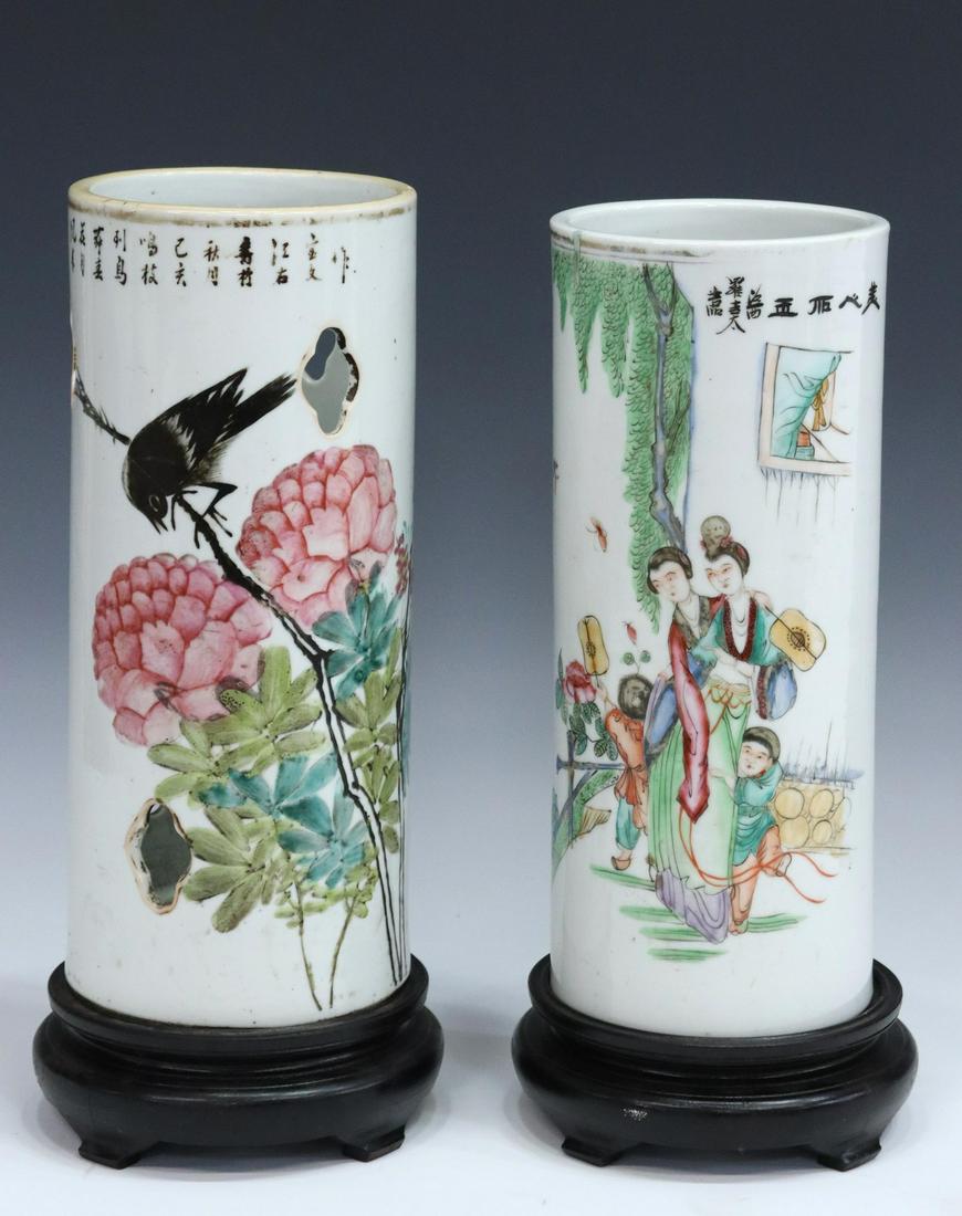 (2) CHINESE ENAMELED PORCELAIN HAT STANDS (1 of 4)