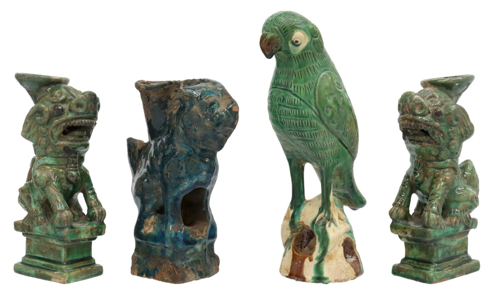 (4) CHINESE SANCAI BIRD & FOO LION INCENSE HOLDERS (1 of 4)