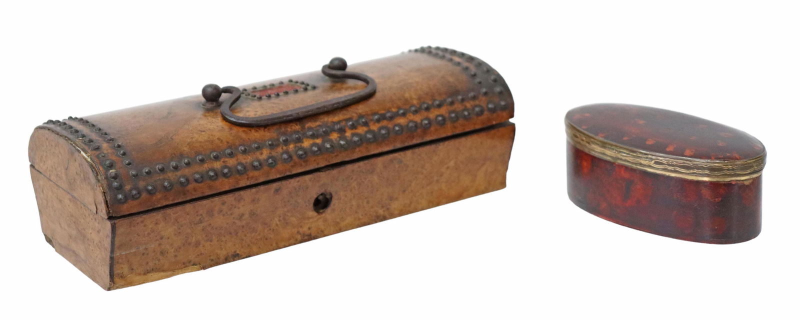 (2) ANTIQUE WOOD TABLE BOXES, BURLWOOD FINISH (1 of 5)