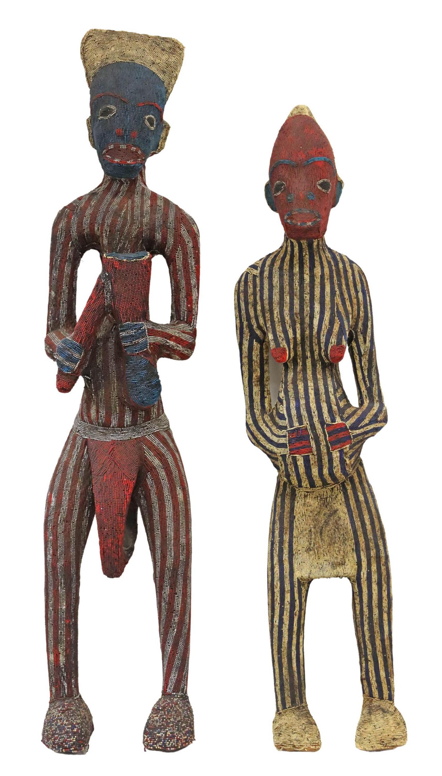 (2) NEAR-LIFE SIZE BAMILEKE BEADED SCULPTURES (1 of 4)