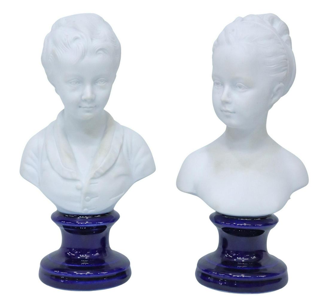 (2) LIMOGES BISCUIT PORCELAIN BUSTS AFTER HOUDON (1 of 4)