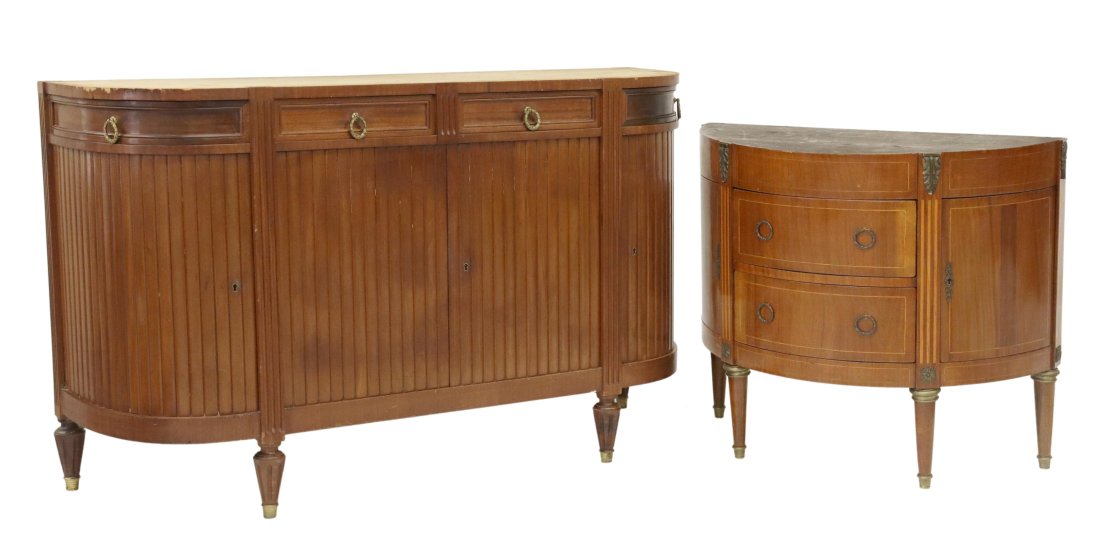 FRENCH DEMILUNE CABINET & SIDEBOARD, LACK MARBLE (1 of 6)