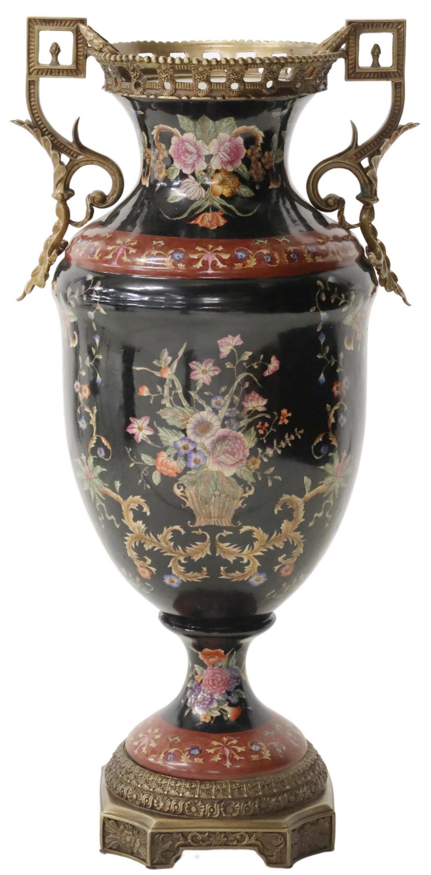 LARGE BRONZE-MOUNTED PORCELAIN FLOOR VASE (1 of 4)