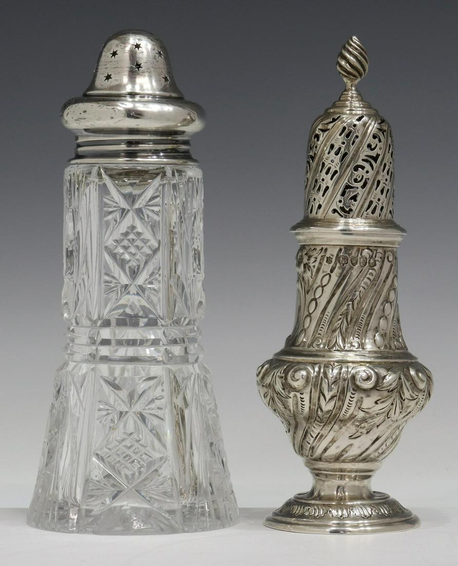 (2) ENGLISH STERLING & CUT GLASS SUGAR CASTERS (1 of 3)