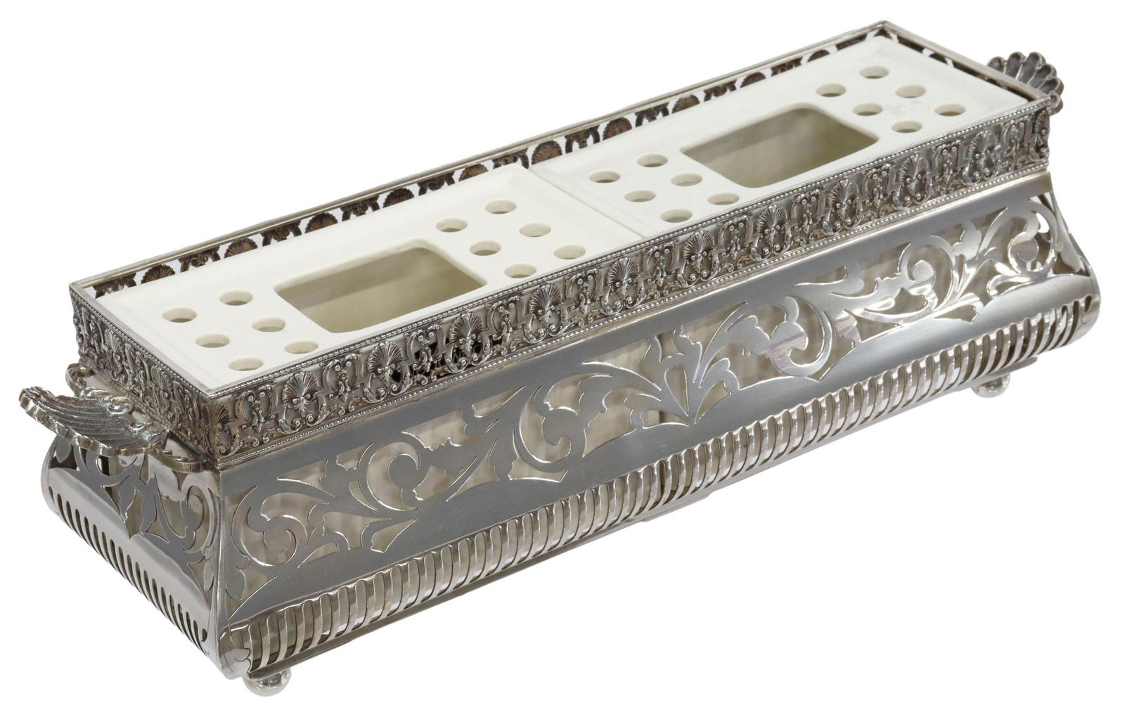 ITALIAN 800 SILVER JARDINIERE FRAME, FLOWER BRICKS (1 of 10)